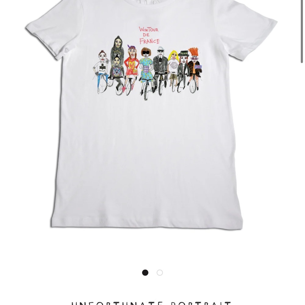 White Short Sleeve Tee with Cartoon Graphic